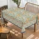 Horaldaily Rustic Rectangular Tablecloth 60x120 Inch, Bird Floral Vintage Washable Seasonal Table Cover for Party Picnic Dinner Decor