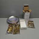 Rubtlamp 175 Pcs Plastic Dinnerware Set (25 Guests), Clear And Gold Plastic Plates, Hammered Party Plates Include Dinner Platos, Dessert Platos, Cups, Gold Cutlery Set And Napkins for Party