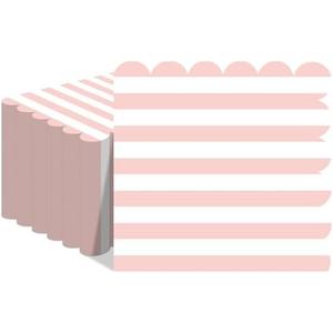 Epakh 100 Pcs Pink White Pastel Striped Cocktail Napkins with Wavy Edges Disposable Scalloped Beverage Napkins Bulk for Dinner Dessert Table Wedding Baby Bridal Shower Birthday 5 x 5 Inch