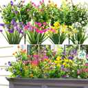 20 Bundles Artificial Fake Flowers for Outdoor Spring Decorations, Faux Plants Flowers UV Resistant for Garden Home Wedding Farmhouse Decor (Multi Color)