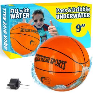 Aqua Dive Ball 9" Basketball – Underwater Pool Game for Kids All Ages – Fun Water Toy to Dribble & Shoot – Great for Outdoor Pool Parties & Summer Water Game Fun – Birthday Gift for Boys & Girls
