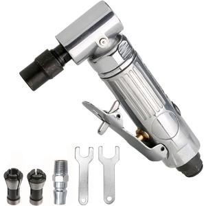 Air Die Grinder,Right Angle,20000 RPM Free Speed,1/4"(6MM) & 1/8"(3MM) collet, Safety Lock, Polishing Tool