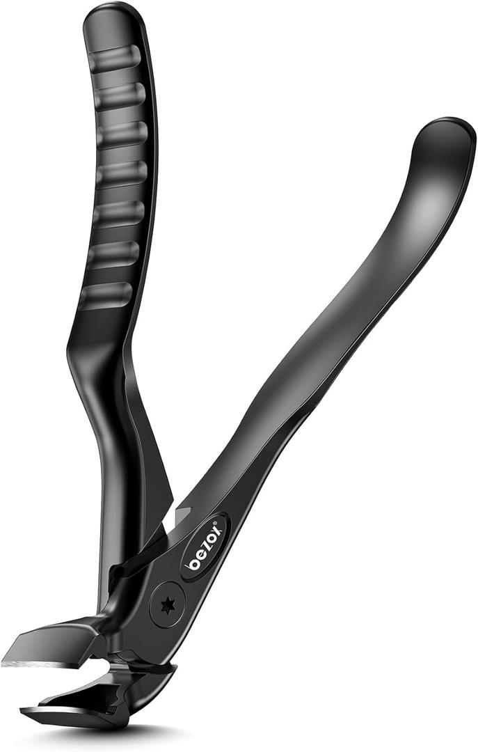 BEZOX Toenail Clippers for Seniors Upgraded Long Handled Curved Head Toe Nail Clippers for Thick Nails for Elderly - Black
