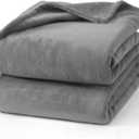 Hansleep Fleece Blanket Twin Size Grey, Soft Cozy Twin Blanket, Fuzzy Flannel Blanket for Bed, Sofa, Couch, Travel, Camping, 60 x 80 Inches