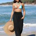 TARSE Womens Linen Wide Leg Pants Casual Loose Elastic Waist Beach Travel Vacation Palazzo Harem Pants with Pockets (Black, M)