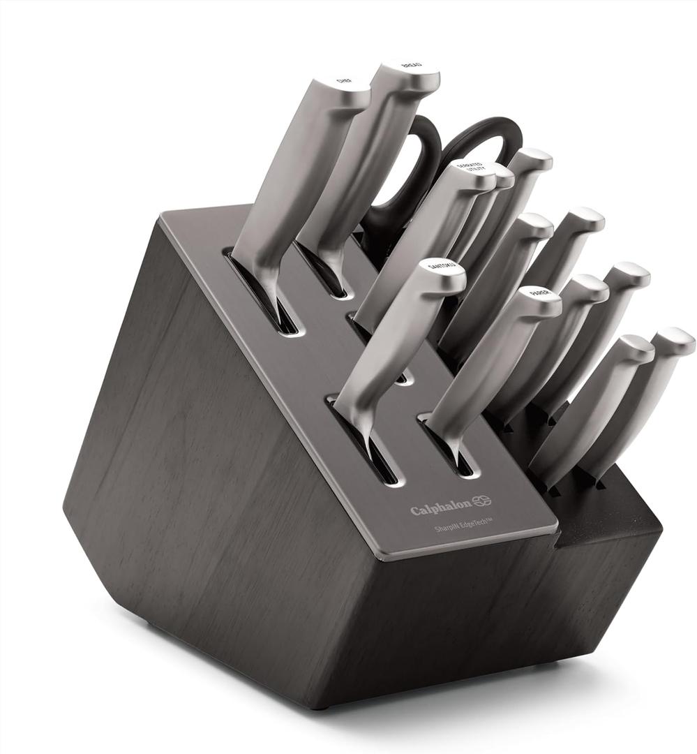Premier by Calphalon 15-Piece Knife Set with SharpIN EdgeTech, Stainless Steel Handles