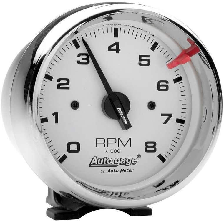 AUTO METER 2304 Autogage White Face Tachometer,3.750 in.