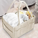 Cute Castle Diaper Caddy Organizer - Portable Baby Caddy Organizer with Handle, Nursery Storage Bin and Car Organizer for Girls, Boys - Baby Gift Basket - Oatmeal