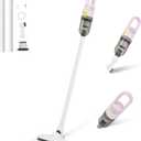 6-in-1 Lightweight Stick Vacuum Cleaner with 100W Powerful Motor, Mini Portable Household Handheld Vacuum Cleaner for Domestic Hard Floors, Carpets and Pet Hair(Pink Cordless)