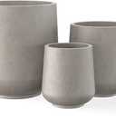 Kante 15.3"+11.6"+8.2" Dia Round Concrete Planter, Large Outdoor Indoor Planter Pots Containers with Drainage Holes and Rubber Plug for Home Garden Patio, Weathered Concrete, Set of 3: 15.3" + 11.6" + 8.2" D