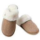 Enteer Women's Slippers Memory Foam Slippers Scuff Outdoor Indoor Warm Plush Bedroom Button Shoes with Faux Fur Lining Brown US 7-8
