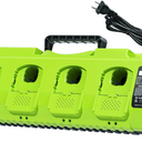 Replace Ryobi 18V Battery Charger,4-Port Fast Multi-Battery Charging Station with Dual USB, Fits Ryobi 12V-18V One+ Batteries P102 P103 P105 P107 P108 P109 P189 P197 PBP002 PBP005