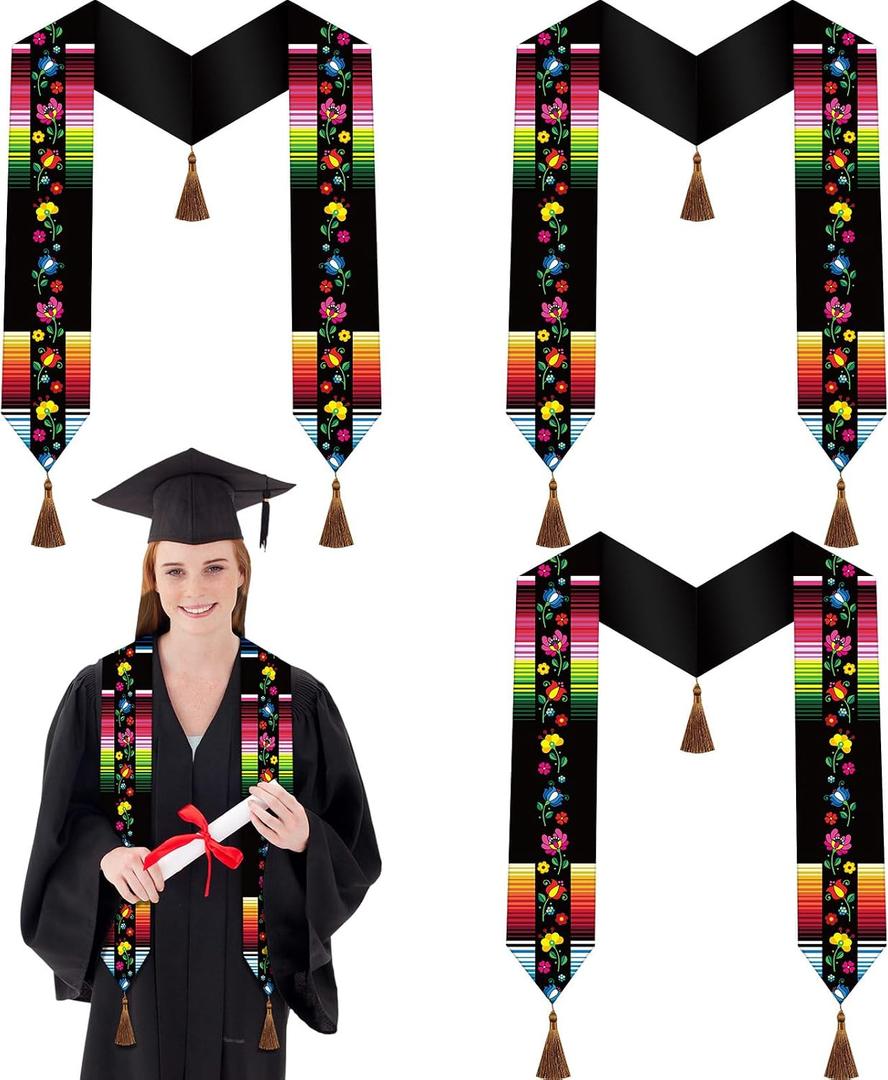Glitopper 3 Pcs Class of 2026 Mexican Graduation Stole with Tassel