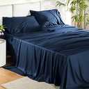 Bedsure King Size Sheets Set, Cooling Sheets for Hot Sleepers, Rayon Derived from Bamboo, PureWoven, Breathable & Soft, Deep Pocket Up to 16 Inches, Hotel Luxury Silky Bedding, Navy