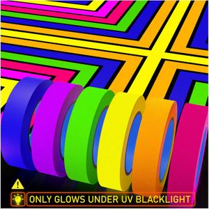 D-Xam 6-Pack Neon Gaffer Tape - 0.6 or 1 inch UV Blacklight Reactive Glow in The Dark Tape, Best for Parties, Dance Floors, Theaters & DIY Projects - 6 Vibrant Colors (0.6 inch x 15 feet)