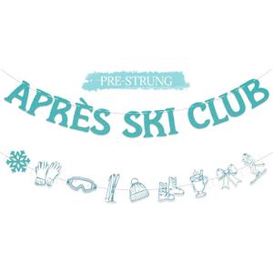 Apres Ski Party Decorations - Aprs Ski Club Banner, Winter Apres Ski Club Themed Bridal Shower Bachelorette Party Decor Blue Gitter