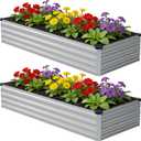 zunatu 8x2x1 ft(2 Pack) Galvanized Raised Garden Bed,Outdoor Planter Box Metal Patio Kit Planting Bed for Vegetables Flowers and Succulents,Silver