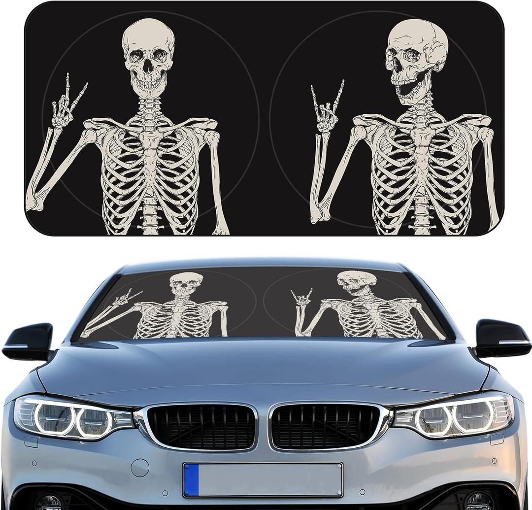 Windshield Sun Shade Foldable Car Front Window Covers for Car Accessories Sun Heat UV Rays Visor Protector Protection for Universal Cars SUV Truck(Skeleton)