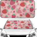 Strawberry Car Windshield Sun Shade Foldable Sunshade Front Window Cover Sun Visor Protector Accessories (59x27.5 inches)