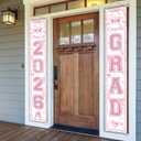 AIBIIN Pink Bow 2026 Graduation Porch Banner Coquette Class of 2026 Graduation Door Porch Signs Congrats Grad Hanging Banner for High School College Graduation Party, 71 x 12 inches