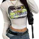 SOLY HUX Y2k Women's Sheer Mesh Long Sleeve T-Shirt (White, M)