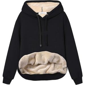 Yeokou Women's Winter Hoodies Pullover Sherpa Fleece Warm Heavyweight Sweatshirt(#1Black-S)