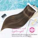 REECHO 28" Straight Long 4 PCS Set Thick Clip in on Hair Extensions -Chocolate Brown with Highlights