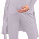 SWOMOG Maternity Nursing Robe Set 3 PCS Women Postpartum Pajamas Breastfeeding Labor Delivery Hospital Pregnancy Pjs (Lilac Purple, Small)