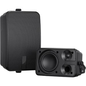 Altavoces para exteriores para patio, porche, cenador, garaje. Altavoz activo de montaje en pared pasivo de 400 W. Sistema de sonido estreo para interiores y exteriores, entrada auxiliar, IPX5