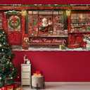 Christmas Garage Door Banners Christmas Garage Door Backdrop Decor for Xmas Party Background Supplies(5.9 x 16.4 ft,Santa's Toy Shop)