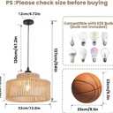 Rattan Pendant Light Set of Two,12.6 Inch Boho Kitchen Island light Fixtures,Handmade Woven Hanging Lamp,Wicker Small Chandelier,Coastal Hanging Lights for Bedroom Kitchen Restaurant Hallway Foyer