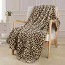 Fleece Throw Blanket 40" x 50" - Soft Cozy Microfiber Plush Blanket, Lightweight Warm Throw for Couch Bed Sofa Chair, All Season Use, Sand Leopard