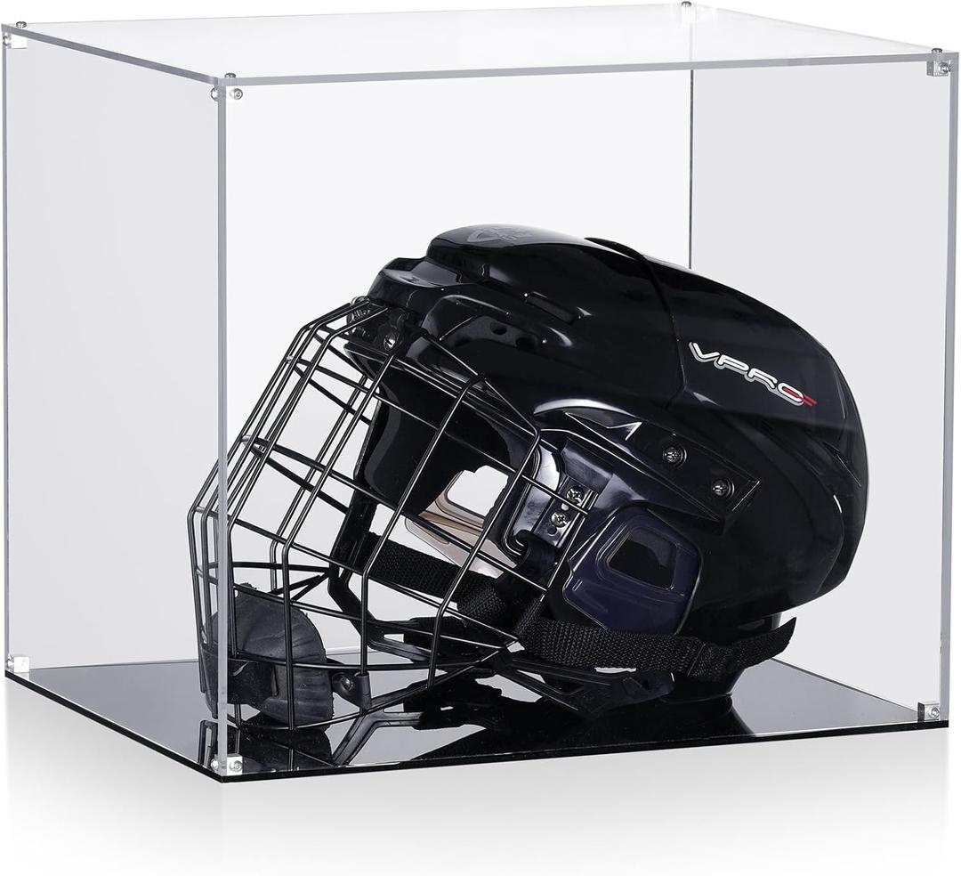 All Clear Acrylic Helmet Display Case, Assembly Box for Helmet Display, High-end Memory Box for Memorabilia (15x12x13)