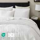 palassio White 100% Cotton Quilt King Size Bedding Sets with 2 Pillow Shams, Textured Lightweight Soft Bedspread Shabby Chic Coverlet, Quilted Comforter Bed Cover for All Season, 3 Pieces, King(106"x96"