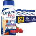 Ensure Plus Strawberry Nutrition Shake | Meal Replacement Shake | Ready To Drink | 16g Protein and 27 Vitamins and Minerals | 8 fl oz - 24 Pack BB 11/1/26