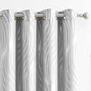 Xwincel 100% Blackout Curtains Grey and Silver Foil Pattern Curtains 84 Inch Length for Living Room Metallic Silver Wave Print Drapes for Bedroom Thermal Insulated Grommet Window Curtains 2 Panel Set