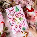 Yarcony Reversible Pink Christmas Wrapping Paper Jumbo Roll for Girsl Women