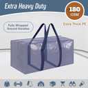 6 x 6 Pack Extra Heavy Duty Large Moving Bags with Strong Zipper & Comfortable Handles, Sturdy & Durable Clothes Storage Bags Totes Bins, Blue Packing Moving Boxes for College Supplies, Dark Blue