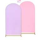 Arch Cover 6ft Double-Sided Arch Backdrop Cover Spandex Wedding Arch Stand Cover for Party Birthday Baby Shower Bridal Gender Reveal Boy or Girl Decoration(Double Color,Pink&Purple)