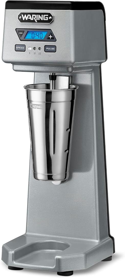 Waring Commercial WDM120TX Heavy-Duty Single 1Hp Spindle Drink Mixer with Countdown Timer, Digital Display, Automatic Start/Stop, 120V, 5-15 Phase Plug, 22" x 9" x 10.38"