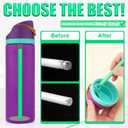 2 x 6pcs Straw Replacements for Owala FreeSip 24oz 32oz, Reusable Plastic with 1 Cleaning Cleaner Brush & 2 Seal O Ring Lid Gaskets for Rubber Water Bottle Tumbler Silicone Accessories Parts (6 Colors)