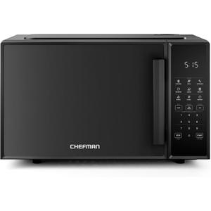 Chefman Countertop Microwave Oven 0.9 Cu. Ft., 900 Watts with 10 Power Levels, 6 Cooking Presets with One-Touch Express Cook, Eco Mode, Child Safety Lock, & Mute Button - Black