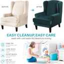 MIFXIN Wingback Chair Slipcover 2-Piece Velvet Stretch Wing Chair Slipcovers with Cushion Cover Removable Washable Armchair Furniture Protector for Living Room Kids Pets (Deep Teal)
