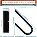 Wall Mounted Handrail Railing Grab Bar for Inoor&Outdoor Steps(Black 2PCS)
