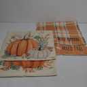 AVOIN colorlife Hello Fall Hello Pumpkin Throw Pillow Covers, 18 x 18 Inch Autumn Thanksgiving Harvest Orange Eucalyptus Decorations for Sofa Couch Set of 4