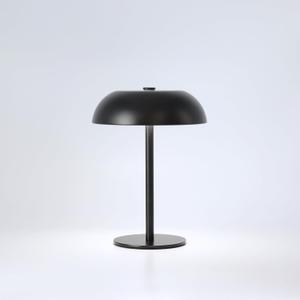 Portable LED Mushroom Table Lamp, 8.46'' Metal Small Cordless Desk Night Light with 5200mAh Rechargeable Battery, Stepless Dimming Lamp with 3 Colors for Bedroom/Bar/Coffee Shop (Black)