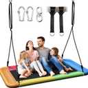 Everyfun Tree Swing for Kids and Adults, 60" Waterproof Rectangle Platform Swing, 700lbs Heavy Duty with Adjustable Straps, Rainbow