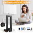3 Color Temperatures Table Lamps for Bedrooms Set of 2, 22 Touch Control Bedside Nightstand Lamps with 2 USB Ports & AC Outlet, Stepless Dimmable Lamps with White Shade, Modern Decor for Living Room, Black