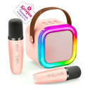 Karaoke Machine for Kids, 2026 TOP Toys Birthday Gifts Ideas for Girls Ages 4, 5, 6, 7, 8, 9, 10, 12+ Years Old, Portable Mini MP3 Player with 2 Wireless Mics for Party, Rose Gold 