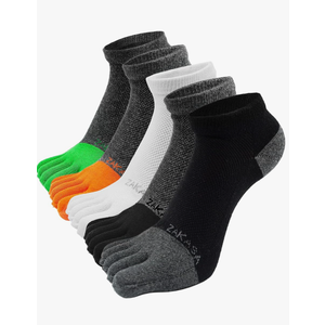 Toe Socks for Men: Five Finger Cotton Athletic Crew Socks No Show Breathable Running Ankle Socks 5 Pairs Size 8-12